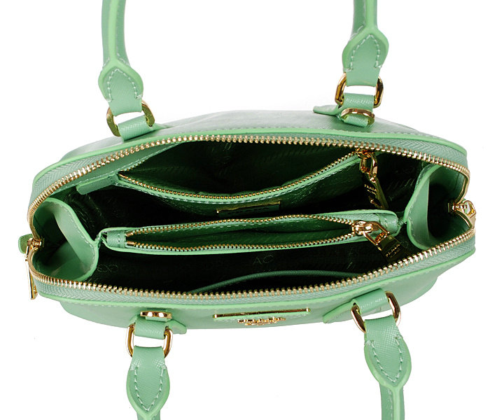 2014 Prada Shiny Saffiano Leather Two Handle Bag BL0838 Light green for sale